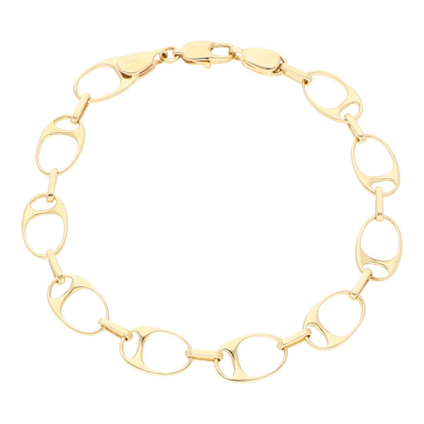 Pulsera eslabón combinado en oro amarillo 14 kilates.