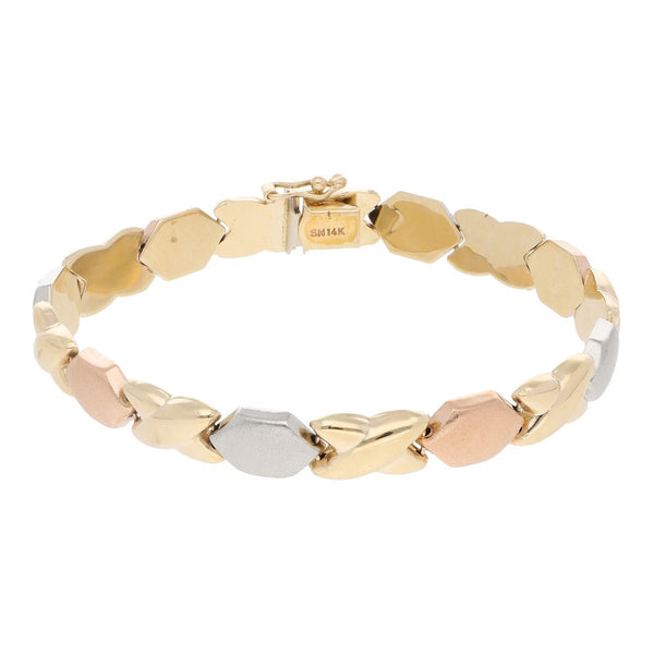 Pulsera eslabón XOXO en oro amarillo 14 kilates.