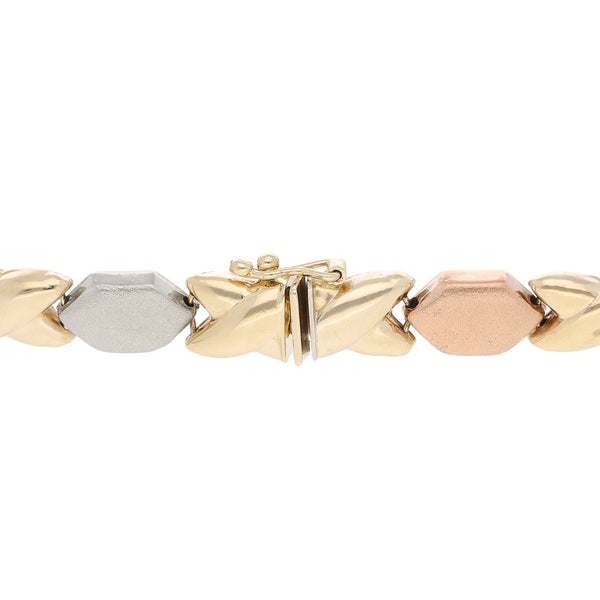 Pulsera eslabón XOXO en oro amarillo 14 kilates.