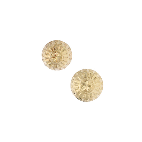 Broqueles huecos motivo media esfera en oro amarillo 14 kilates.