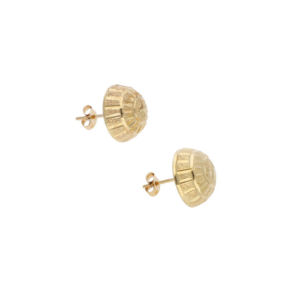 Broqueles huecos motivo media esfera en oro amarillo 14 kilates.