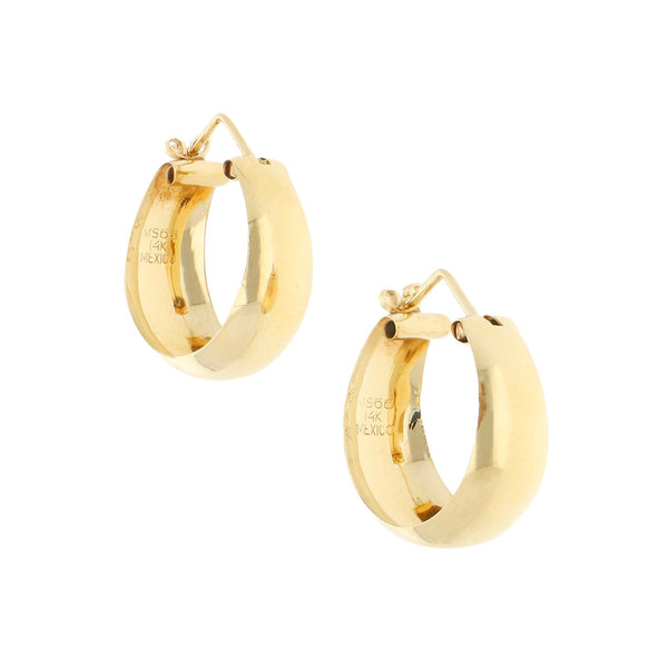 Arracadas lisas en oro amarillo 14 kilates.