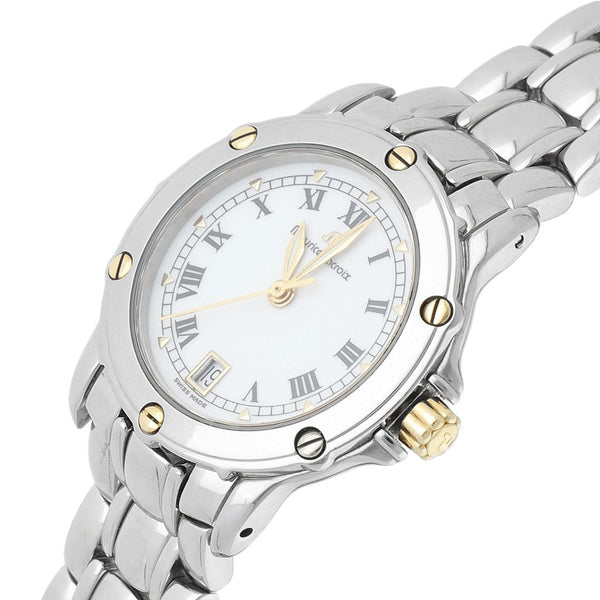 Reloj Maurice Lacroix para dama en acero vistas oro amarillo 18 kilates.
