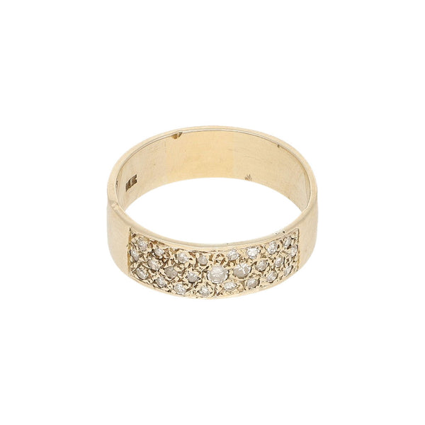 Argolla diseño especial con diamantes en oro amarillo 14 kilates.