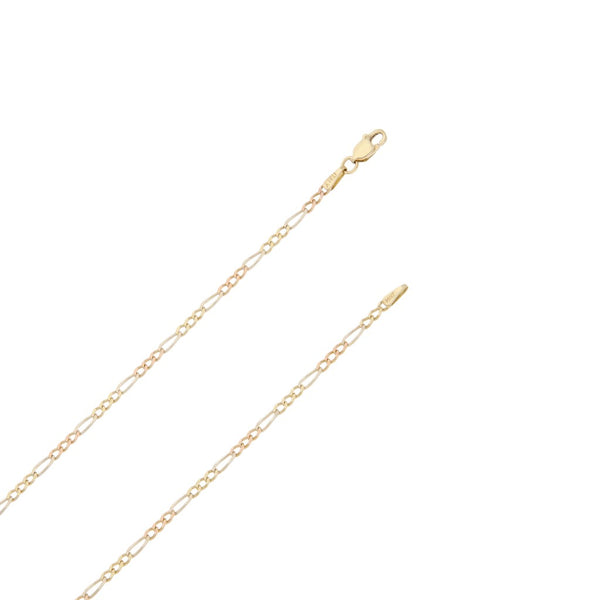 Collar de tres eslabones por uno en oro tres tonos 14 kilates.