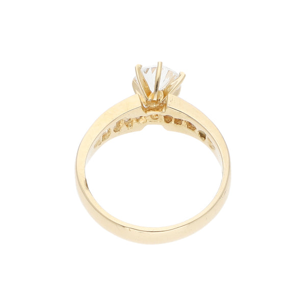 Anillo de compromiso con sintéticos en oro amarillo 14 kilates.
