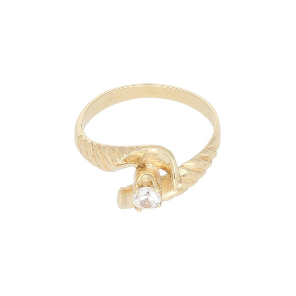 Anillo de compromiso con circonia en oro amarillo 14 kilates.