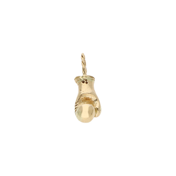 Dije diseño especial motivo guante de box en oro amarillo 14 kilates.