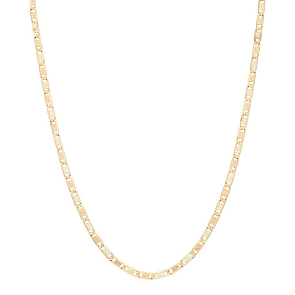 Collar eslabón nudo marino en oro tres tonos 14 kilates.