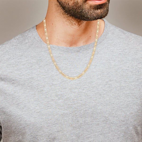 Collar eslabón nudo marino en oro tres tonos 14 kilates.