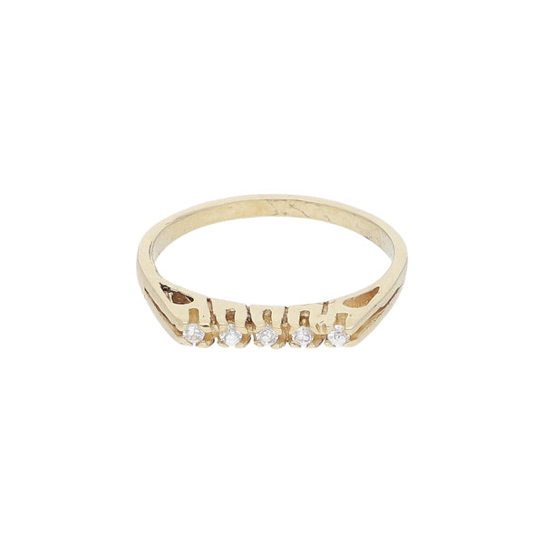 Anillo diseño especial con sintéticos en oro amarillo 14 kilates.