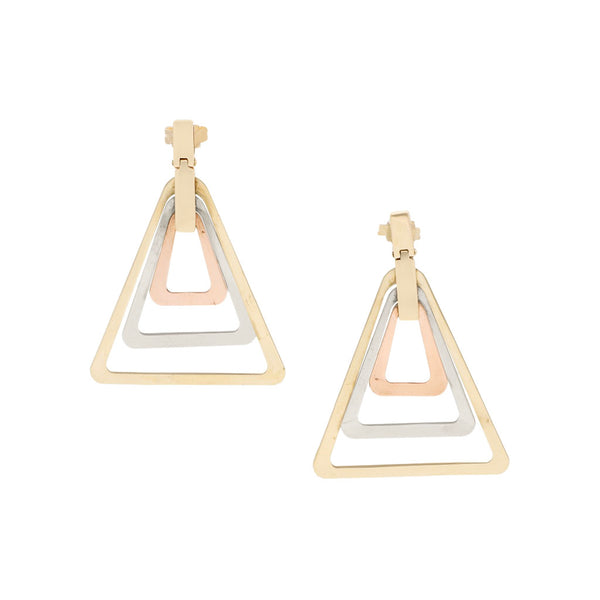 Broqueles diseño especial en oro tres tonos 14 kilates.