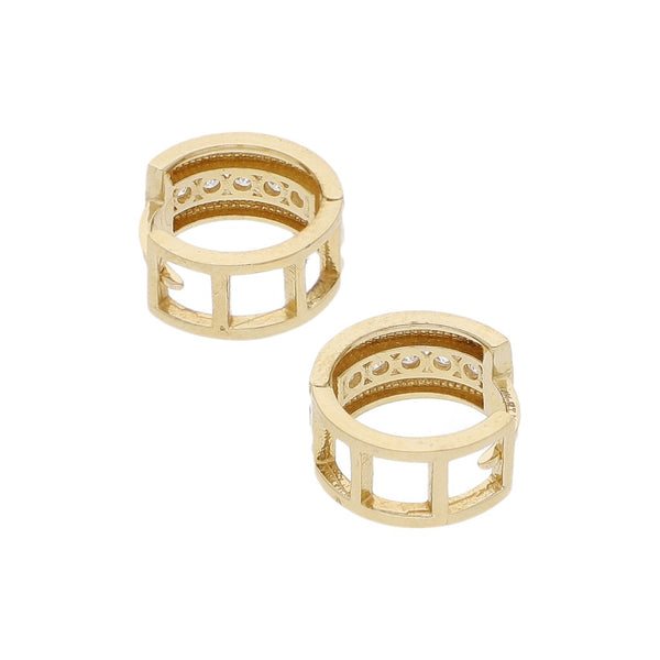 Arracadas caladas con sintéticos en oro amarillo 14 kilates.