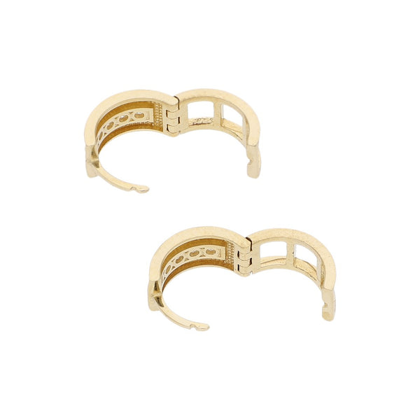 Arracadas caladas con sintéticos en oro amarillo 14 kilates.