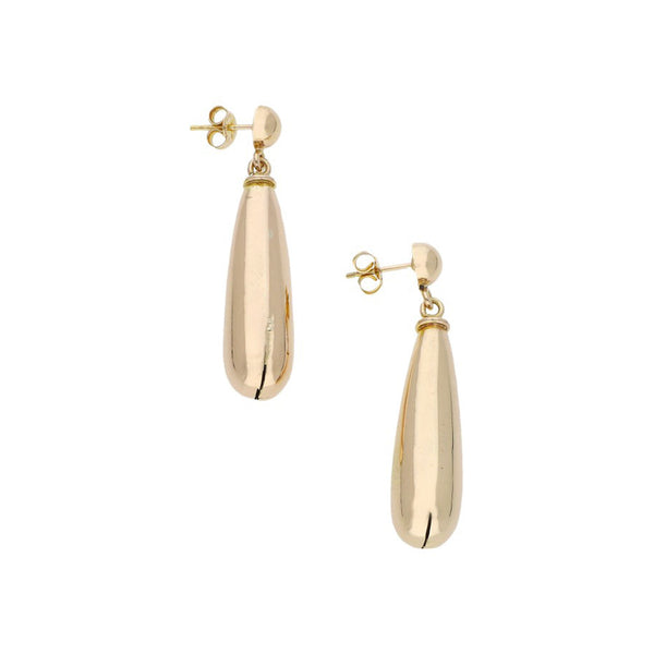 Broqueles diseño especial con colgantes en oro amarillo 14 kilates.