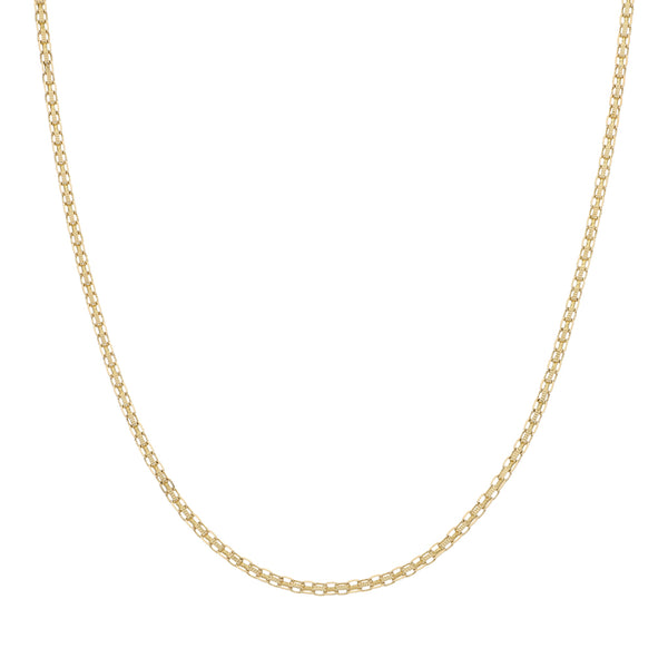 Collar eslabón tejido en oro amarillo 14 kilates.