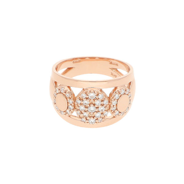 Anillo diseño especial con Diamantes en oro rosa 14 kilates.