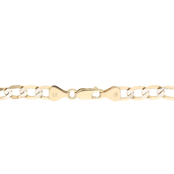 Pulsera de tres eslabones por uno platinados en oro amarillo 14 kilates.