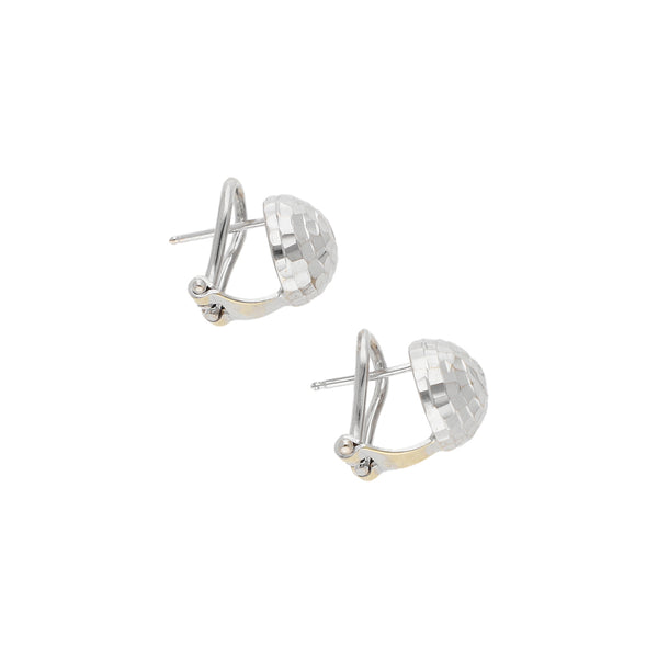 Aretes facetados en oro blanco 14 kilates.