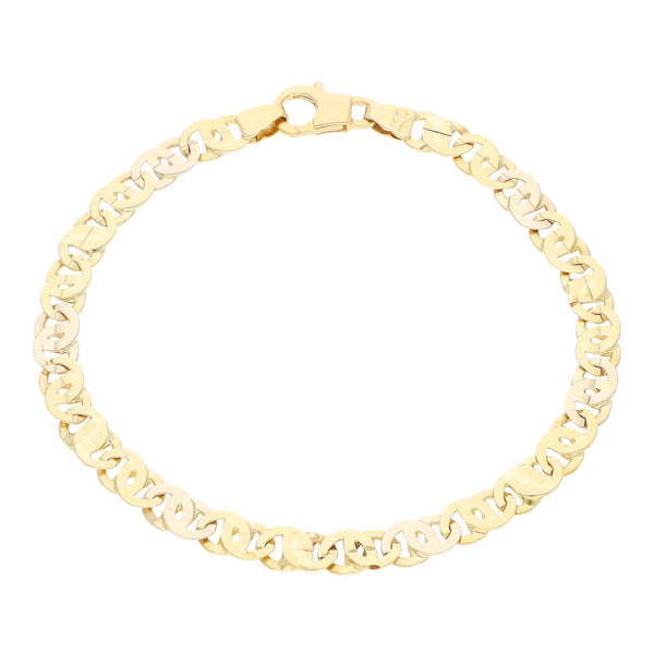 Pulsera eslabón nudo egipcio en oro amarillo 14 kilates.