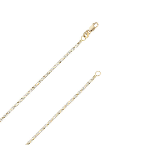 Gargantilla eslabón nudo marino platinado en oro amarillo 14 kilates.