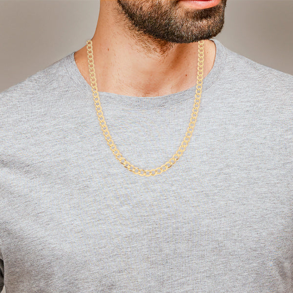 Collar eslabón barbado en oro amarillo 14 kilates.