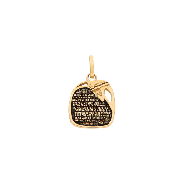 Medalla labrada motivo Divino Rostro en oro amarillo 14 kilates.