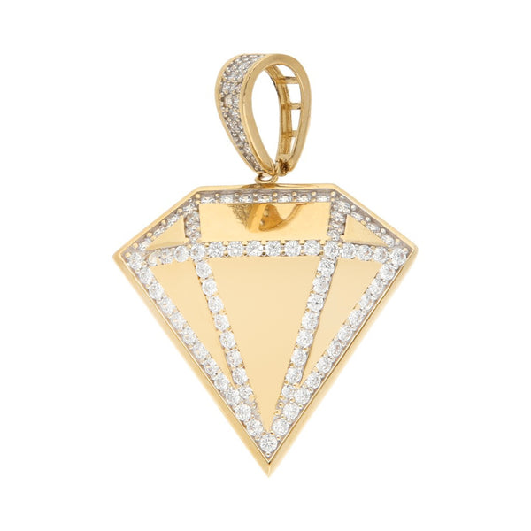 Dije diseño especial con sintéticos motivo diamante en oro amarillo 12 kilates.