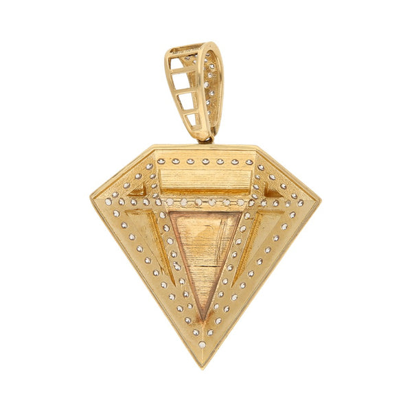 Dije diseño especial con sintéticos motivo diamante en oro amarillo 12 kilates.