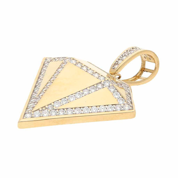 Dije diseño especial con sintéticos motivo diamante en oro amarillo 12 kilates.