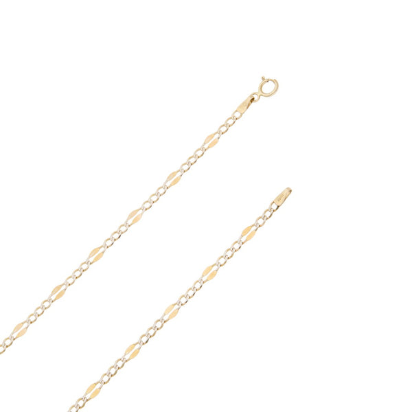 Collar eslabón combinado platinado y medalla motivo Divino Rostro con sintéticos en oro amarillo 14 kilates.