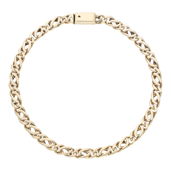 Pulsera eslabón nudo egipcio en oro amarillo 14 kilates.