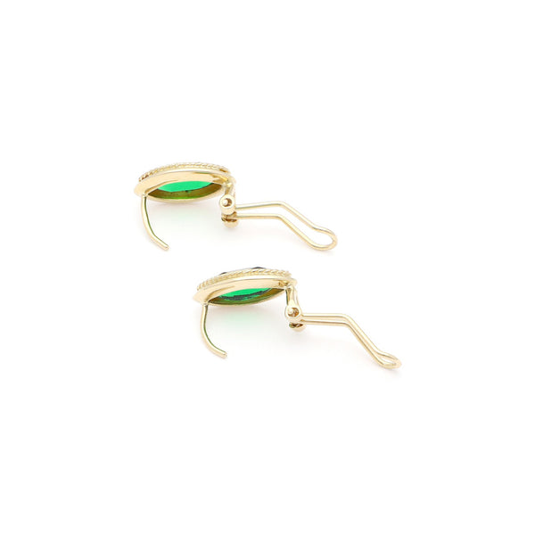 Aretes torzal con obsidiana en oro amarillo 14 kilates.