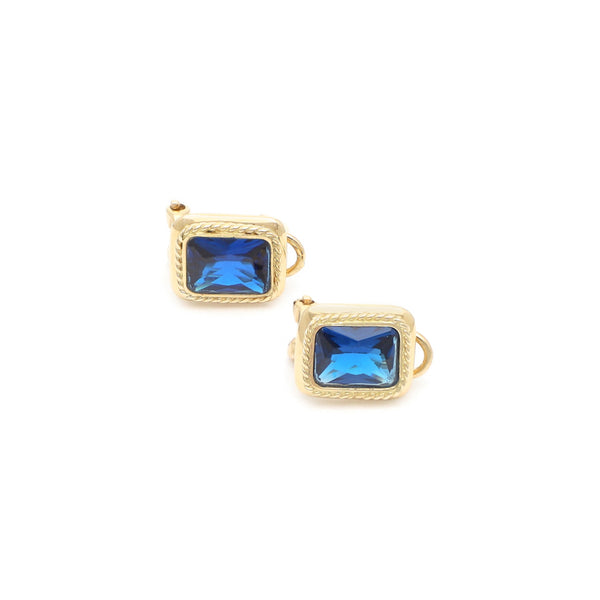 Aretes diseño especial con zafiros en oro amarillo 14 kilates.