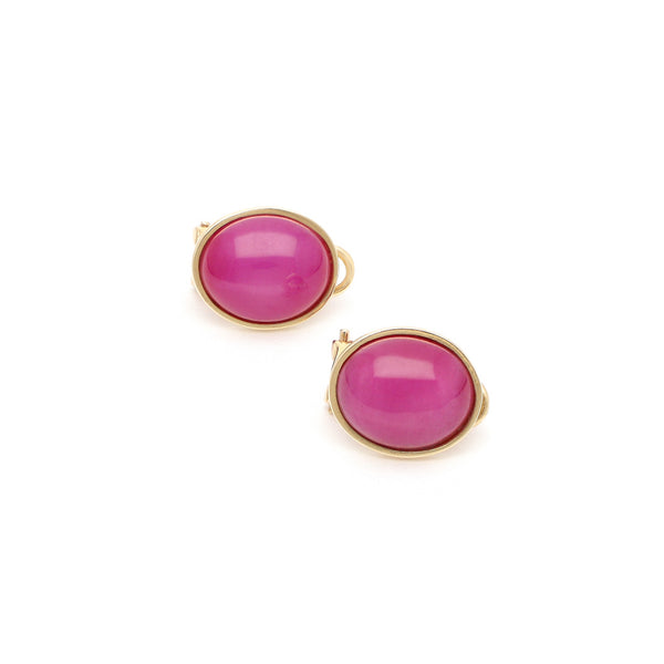 Aretes diseño especial con rubíes en oro amarillo 14 kilates.