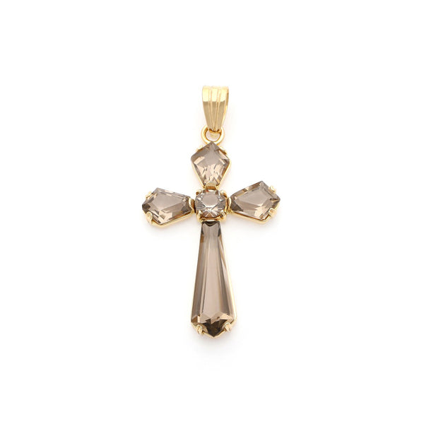 Cruz diseño especial con topacios en oro amarillo 14 kilates.