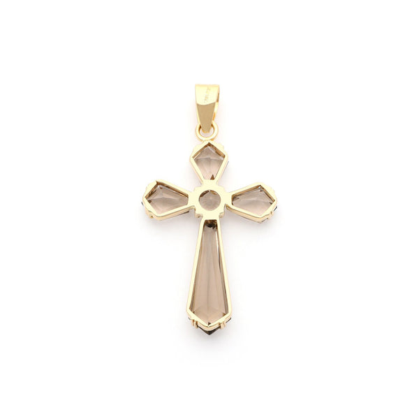 Cruz diseño especial con topacios en oro amarillo 14 kilates.