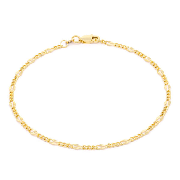 Pulsera eslabón combinado en oro amarillo 14 kilates.