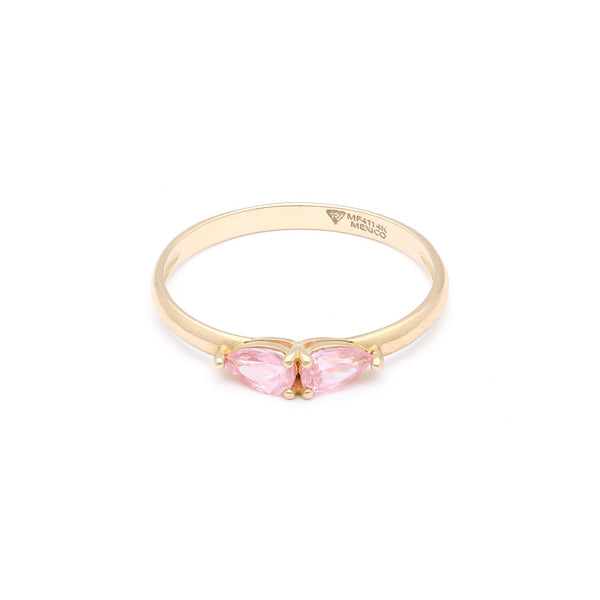 Anillo diseño especial con sintéticos en oro amarillo 14 kilates.