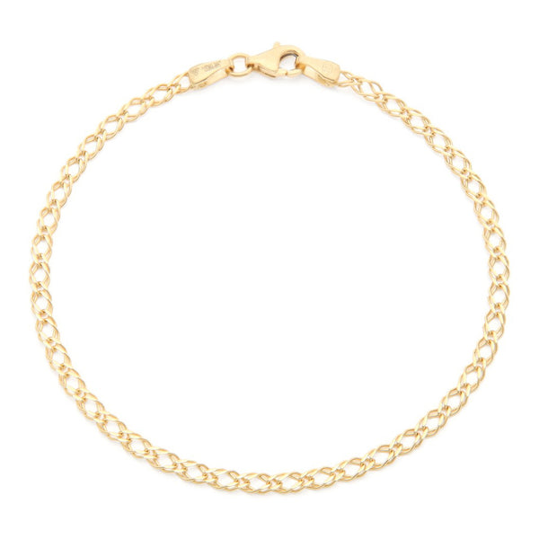 Pulsera eslabón encontrado doble en oro amarillo 14 kilates.