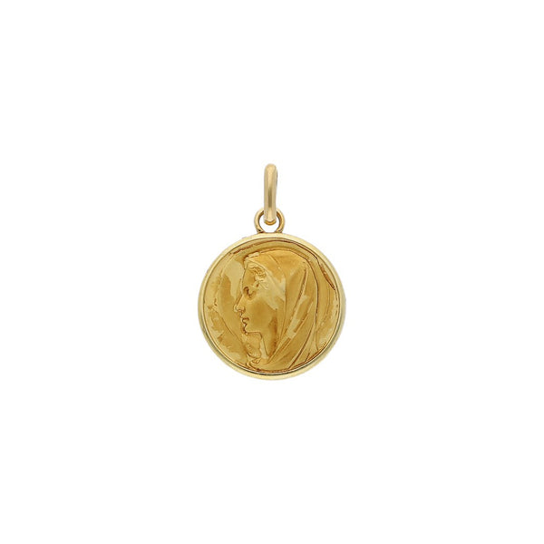 Dije diseño especial motivo madona en oro amarillo 18 kilates.