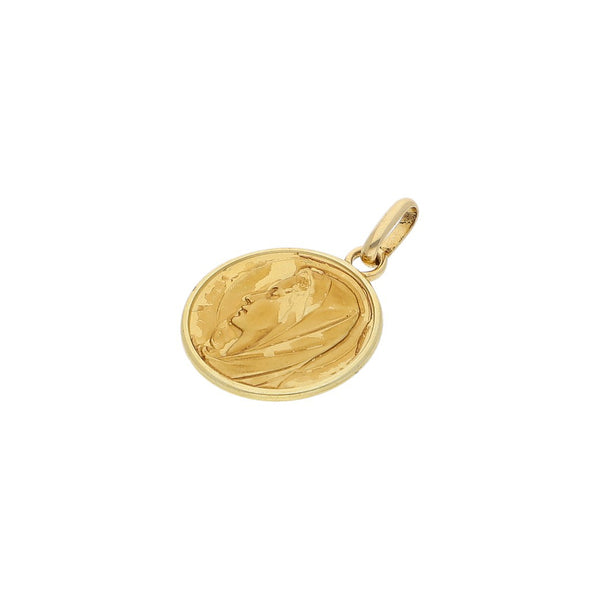 Dije diseño especial motivo madona en oro amarillo 18 kilates.