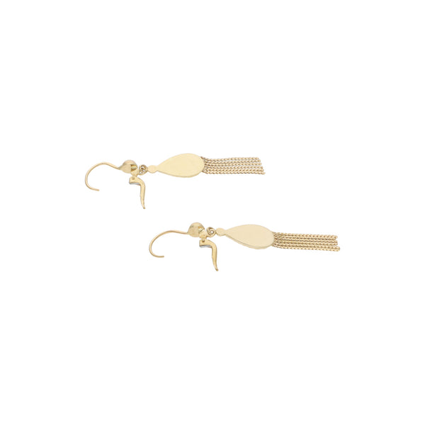 Aretes diseño especial con colgantes en oro amarillo 14 kilates.
