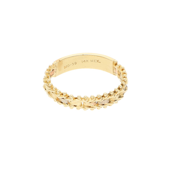 Anillo boleado en oro tres tonos 14 kilates.