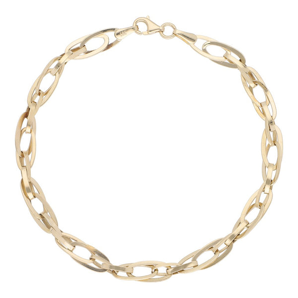 Pulsera eslabón tejido en oro amarillo 14 kilates.