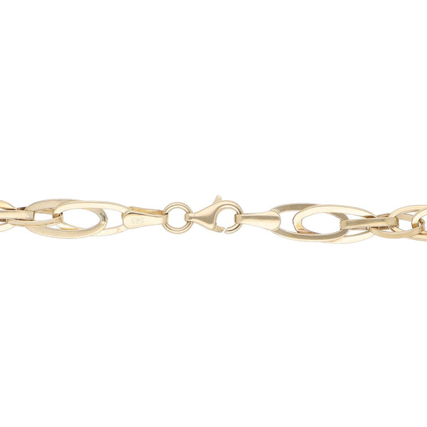 Pulsera eslabón tejido en oro amarillo 14 kilates.