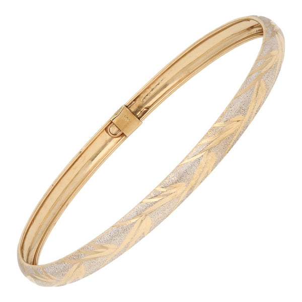 Pulsera de arillo platinada en oro amarillo 14 kilates.