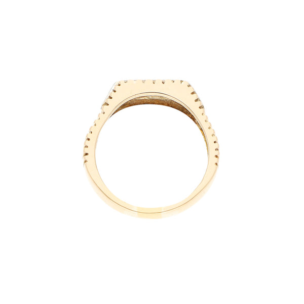 Anillo diseño especial con diamantes en oro amarillo 14 kilates.