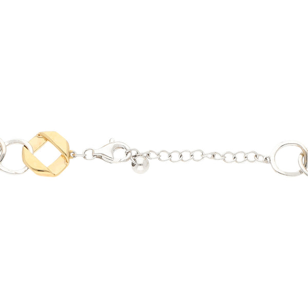 Pulsera eslabón combinado en oro dos tonos 18 kilates.