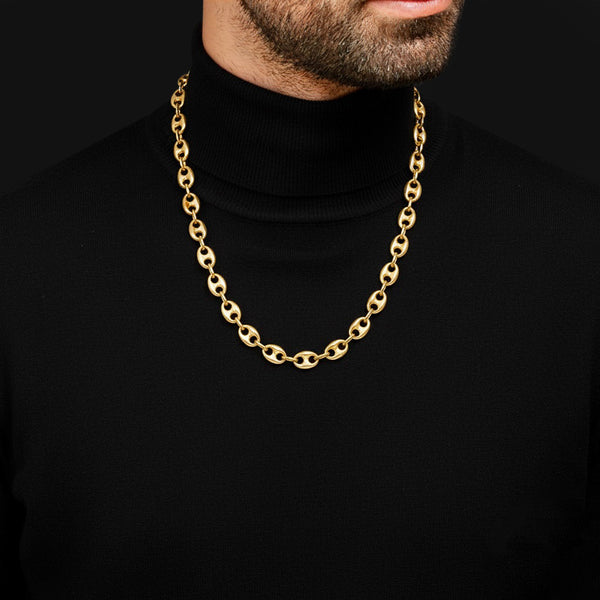 Collar eslabón nudo marino en oro amarillo 14 kilates.